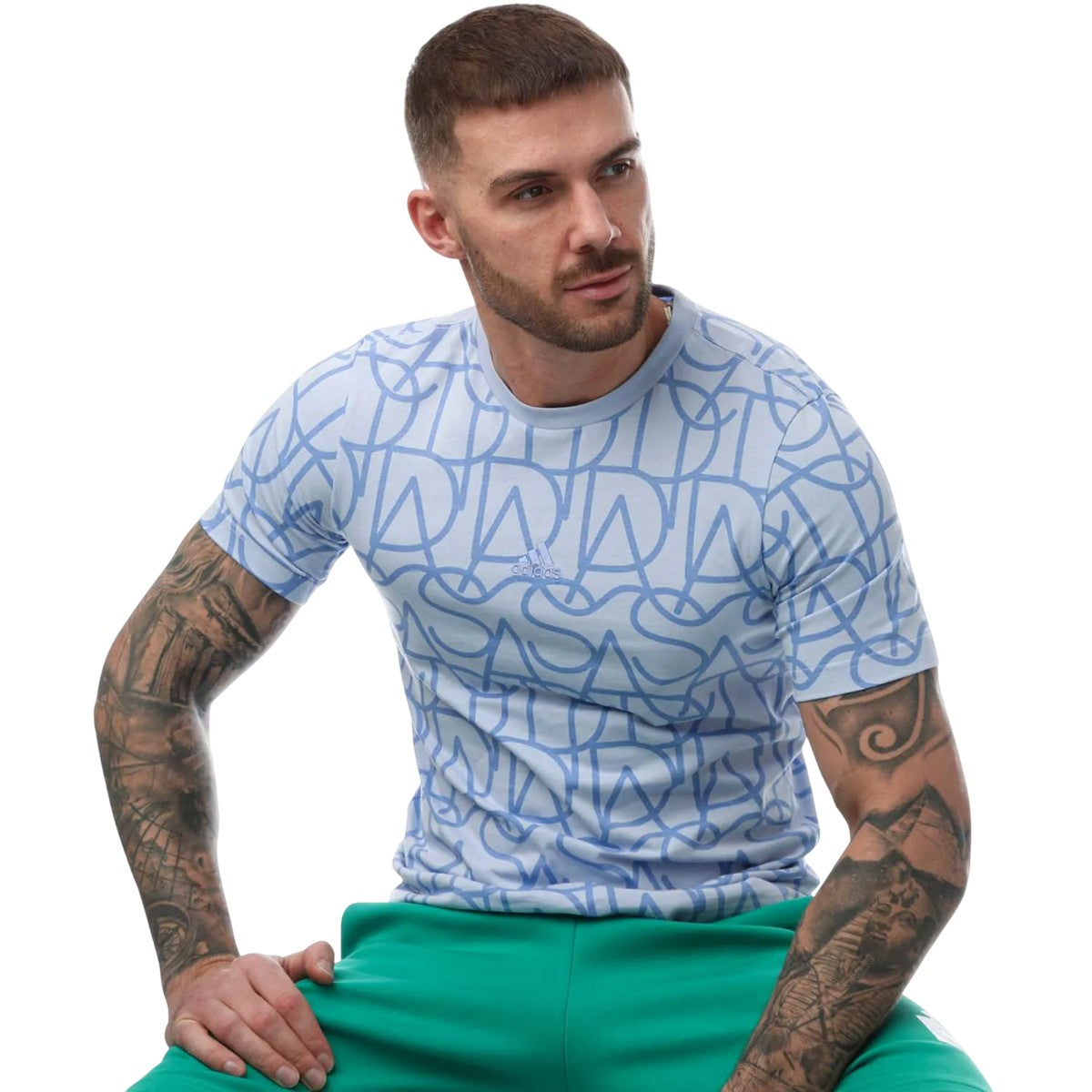 Blue - Lifestyle - Adidas Mens Script T-Shirt