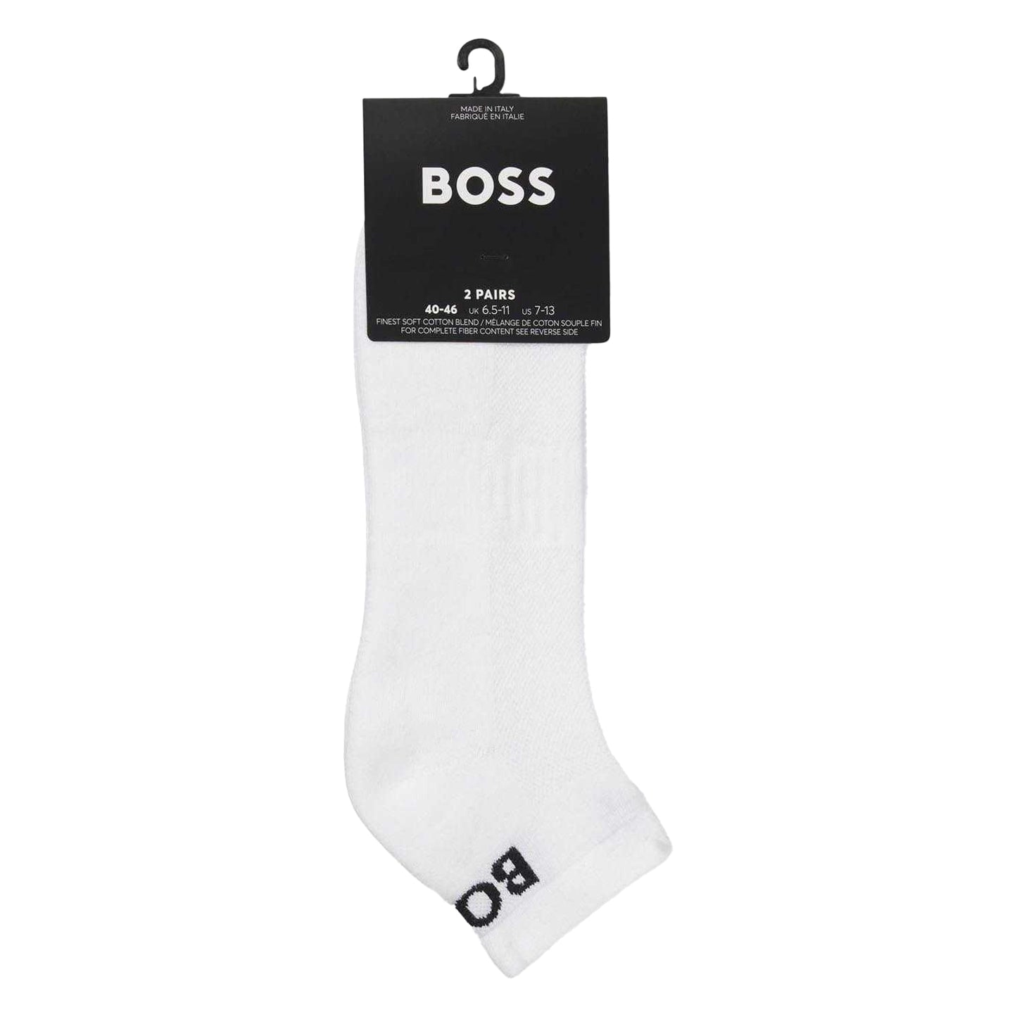 White - Side - Boss Mens Ankle Socks (Pack of 2)