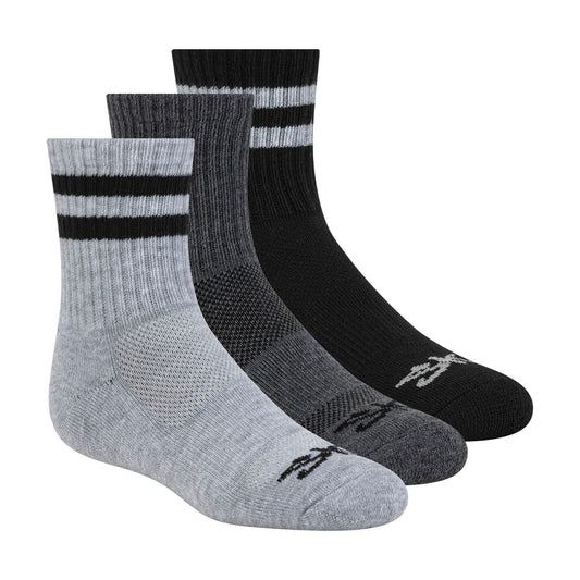 Light Grey-Grey-Black - Front - Skechers Childrens-Kids Crew Socks (Pack of 3)