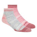 Grey-Pink - Front - Skechers Womens-Ladies Trail Quarter Crew Socks (Pack of 2)