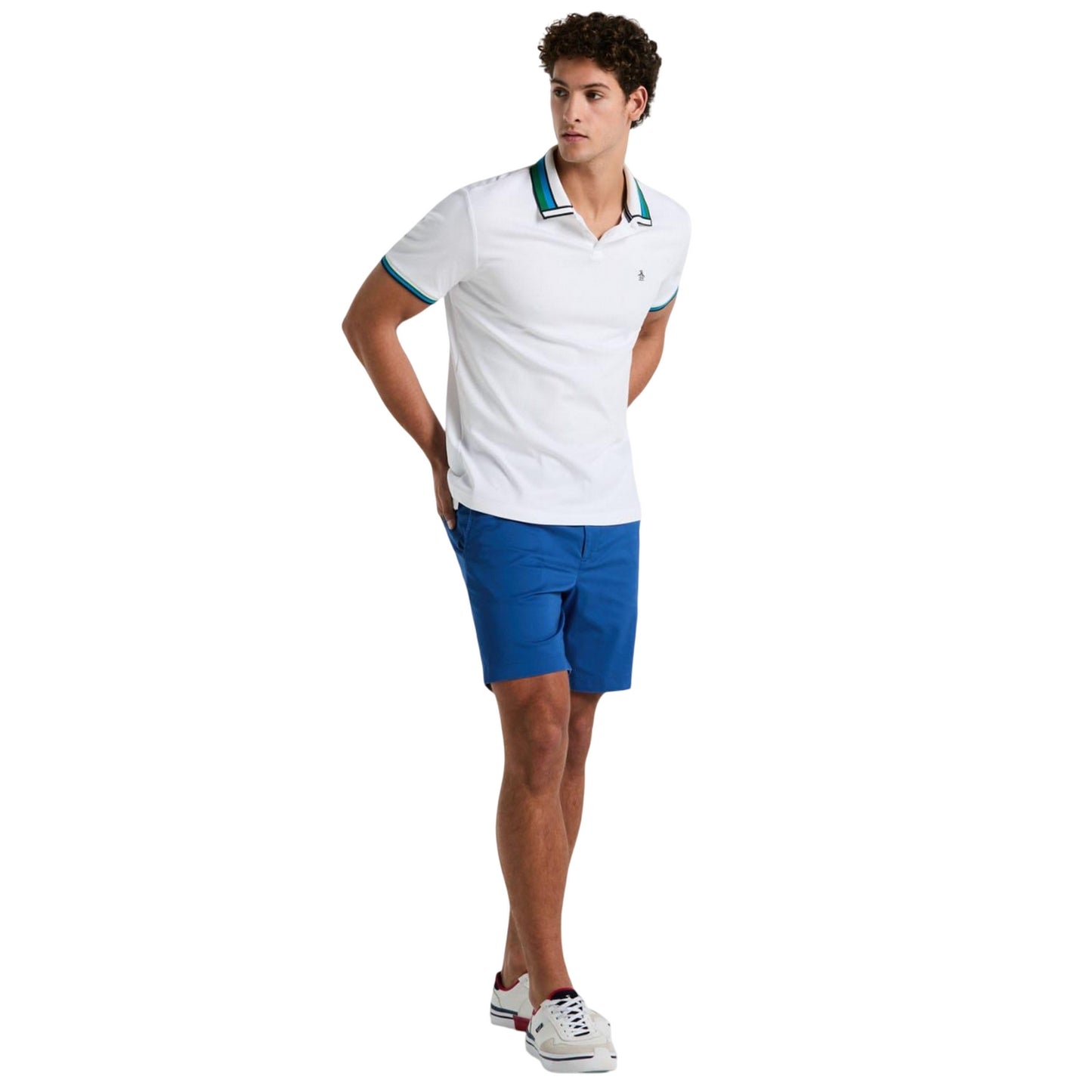 White - Lifestyle - Original Penguin Mens Interlock Polo Shirt