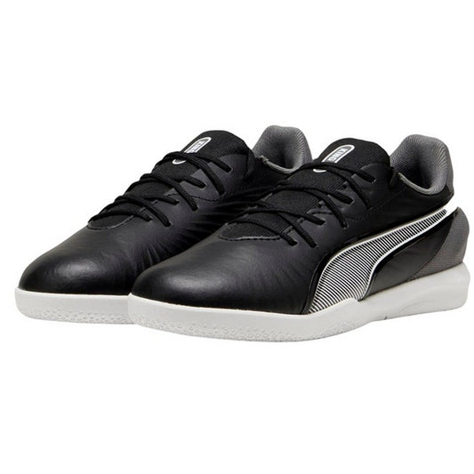 Black - Front - Puma Childrens-Kids King Match Leather Indoor Football Trainers