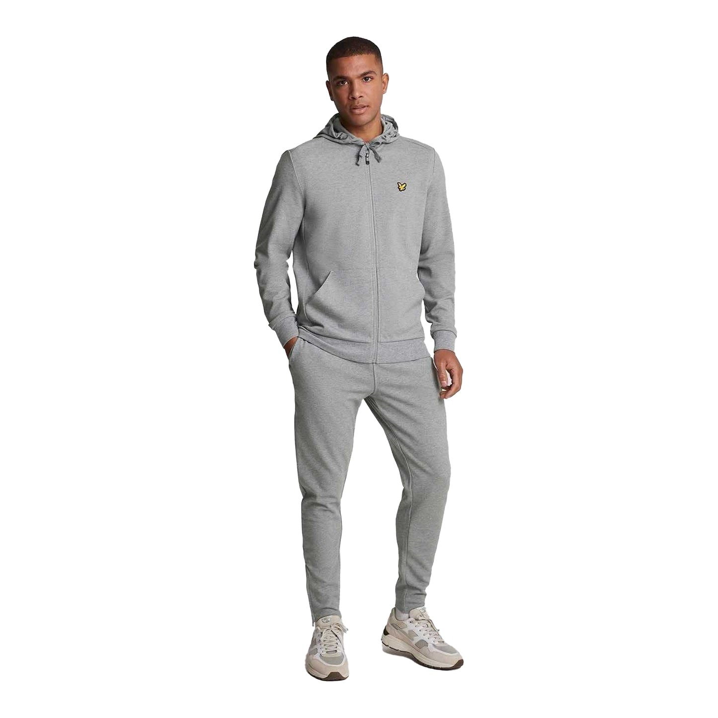 Grey - Close up - Lyle & Scott Mens Sports Full Zip Hoodie
