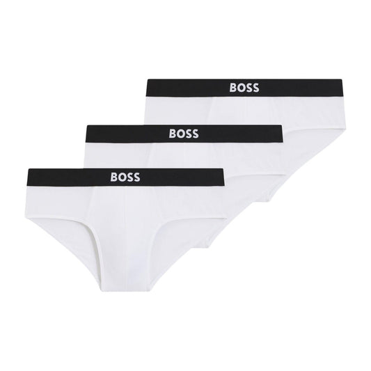 White - Front - Boss Mens Logo Briefs (Pack of 3)