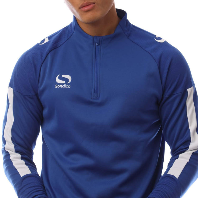 Blue - Side - Sondico Mens Evolution Quarter Zip Sweatshirt