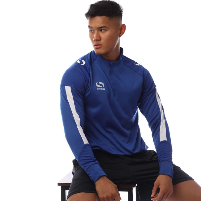 Blue - Lifestyle - Sondico Mens Evolution Quarter Zip Sweatshirt