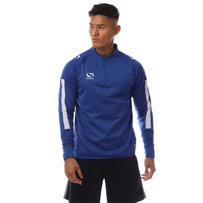 Blue - Front - Sondico Mens Evolution Quarter Zip Sweatshirt