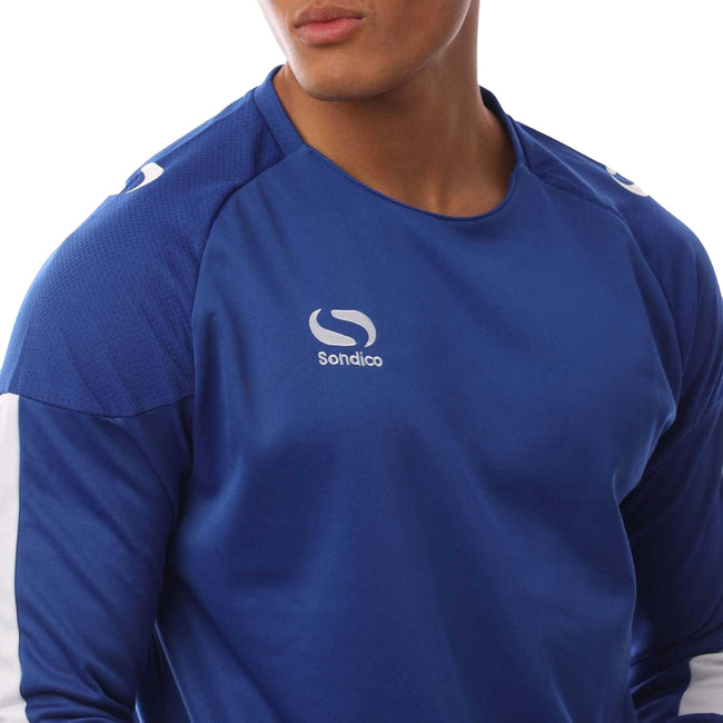 Blue - Side - Sondico Mens Evolution Crew Neck Sweatshirt