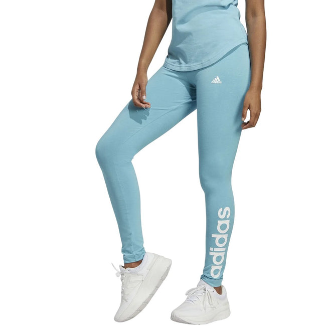 Preloved Blue-White - Pack Shot - Adidas Womens-Ladies Essentials High Waist Sport Leggings