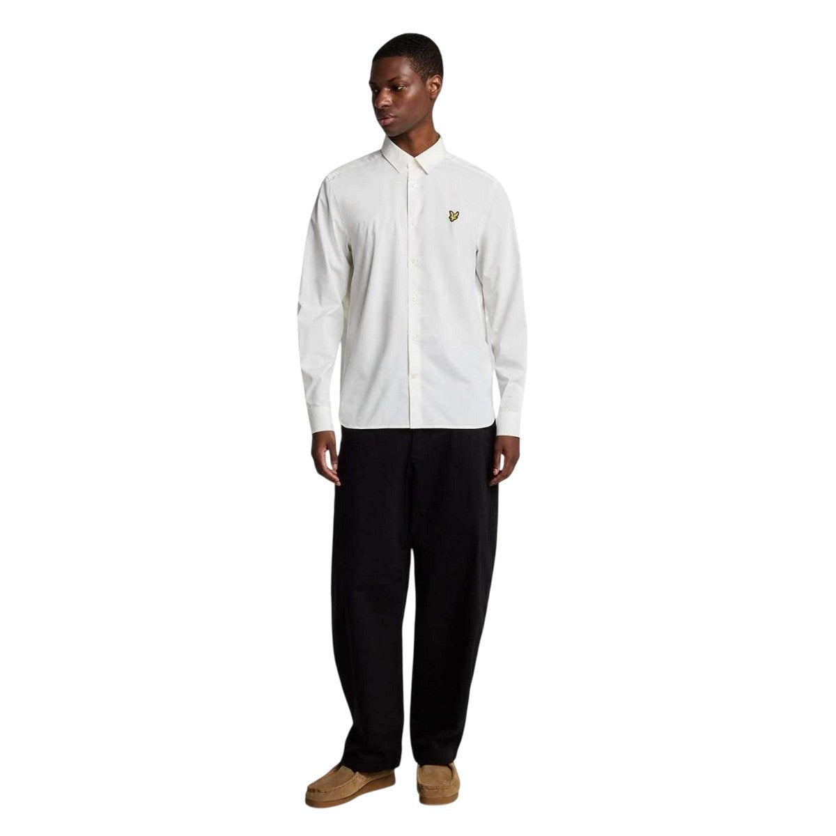 White - Pack Shot - Lyle & Scott Mens Bamboo Long-Sleeved Shirt