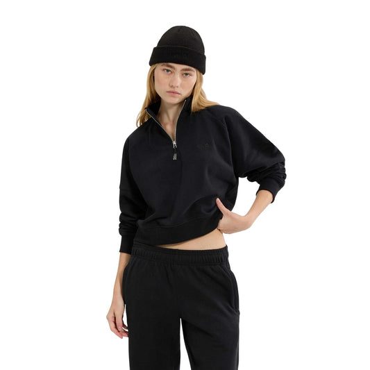 Black - Front - Ellesse Womens-Ladies Carrera Quarter Zip Sweatshirt