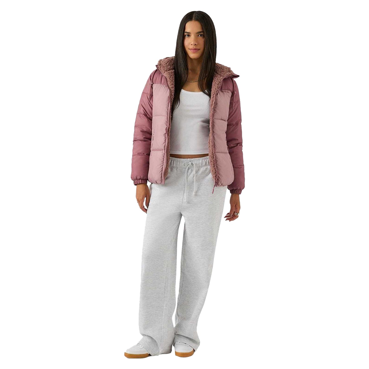 Dusty Rose - Lifestyle - Reebok Womens-Ladies Sherpa Reversible Puffer Jacket