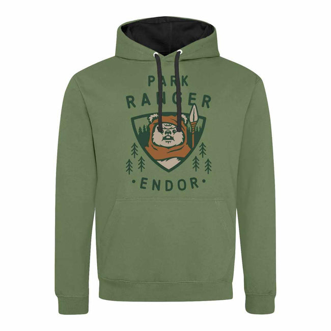 Green - Front - Star Wars Unisex Adult Endor Park Ranger Hoodie
