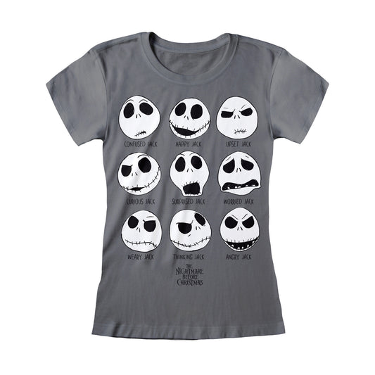 Charcoal Grey - Front - Nightmare Before Christmas Womens-Ladies Jack Skellington T-Shirt