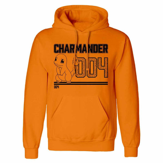 Orange - Front - Pokemon Unisex Adult Charmander Line Art Hoodie