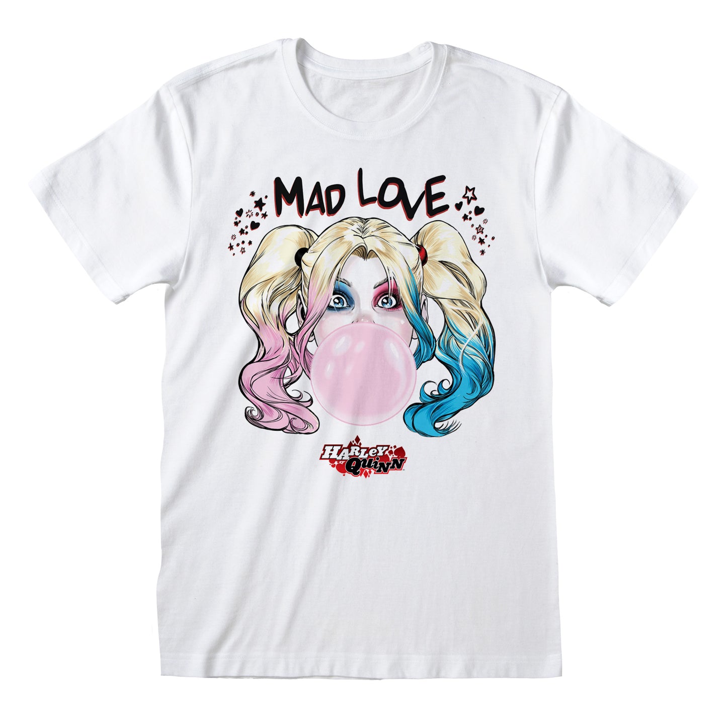 White - Side - Batman Unisex Adult Mad Love Harley Quinn T-Shirt