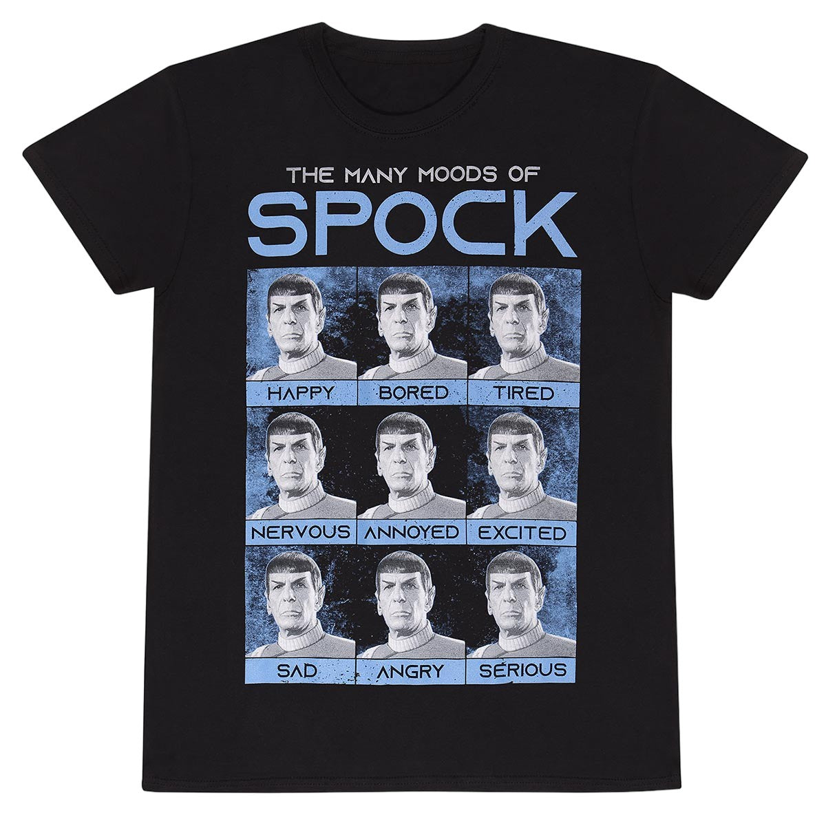 Black - Front - Star Trek Unisex Adult Many Moods Of Spock T-Shirt