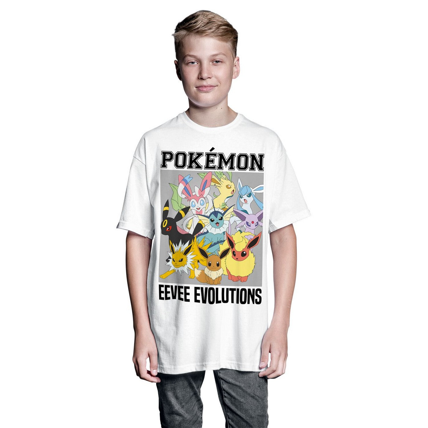 White - Back - Pokemon Childrens-Kids Eevee Evolutions T-Shirt