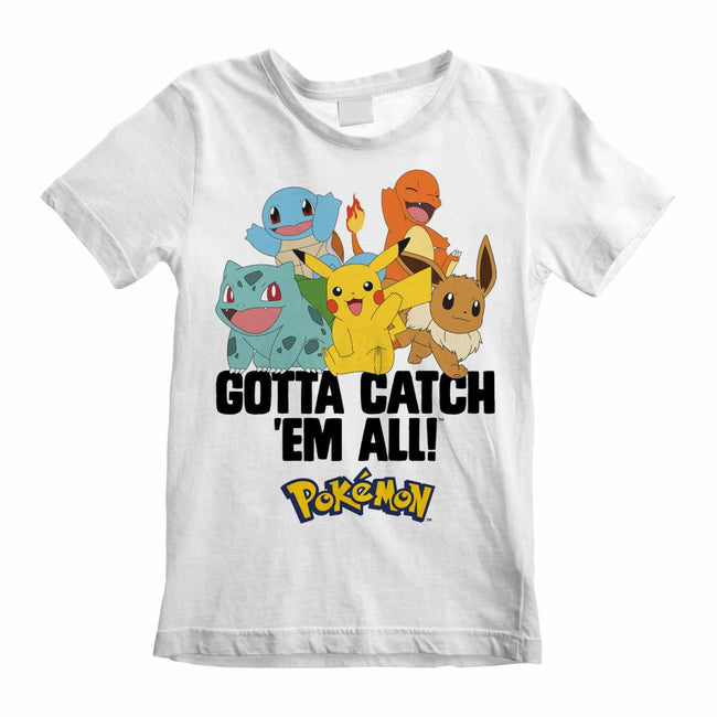 White - Front - Pokemon Childrens-Kids Gotta Catch Em All T-Shirt