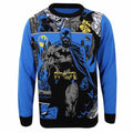 Blue-Grey-Black - Front - Batman Unisex Adult Manga Knitted Jumper