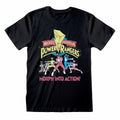 Black - Front - Mighty Morphin Power Rangers Unisex Adult Morph Into Action T-Shirt