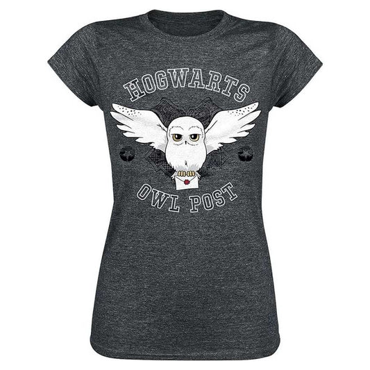 Dark Grey Heather - Front - Harry Potter Womens-Ladies Hogwarts Owl Post Fitted T-Shirt