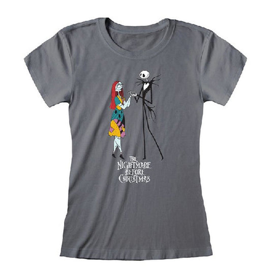 Charcoal - Front - The Nightmare Before Christmas Womens-Ladies Jack And Sally Fitted T-Shirt