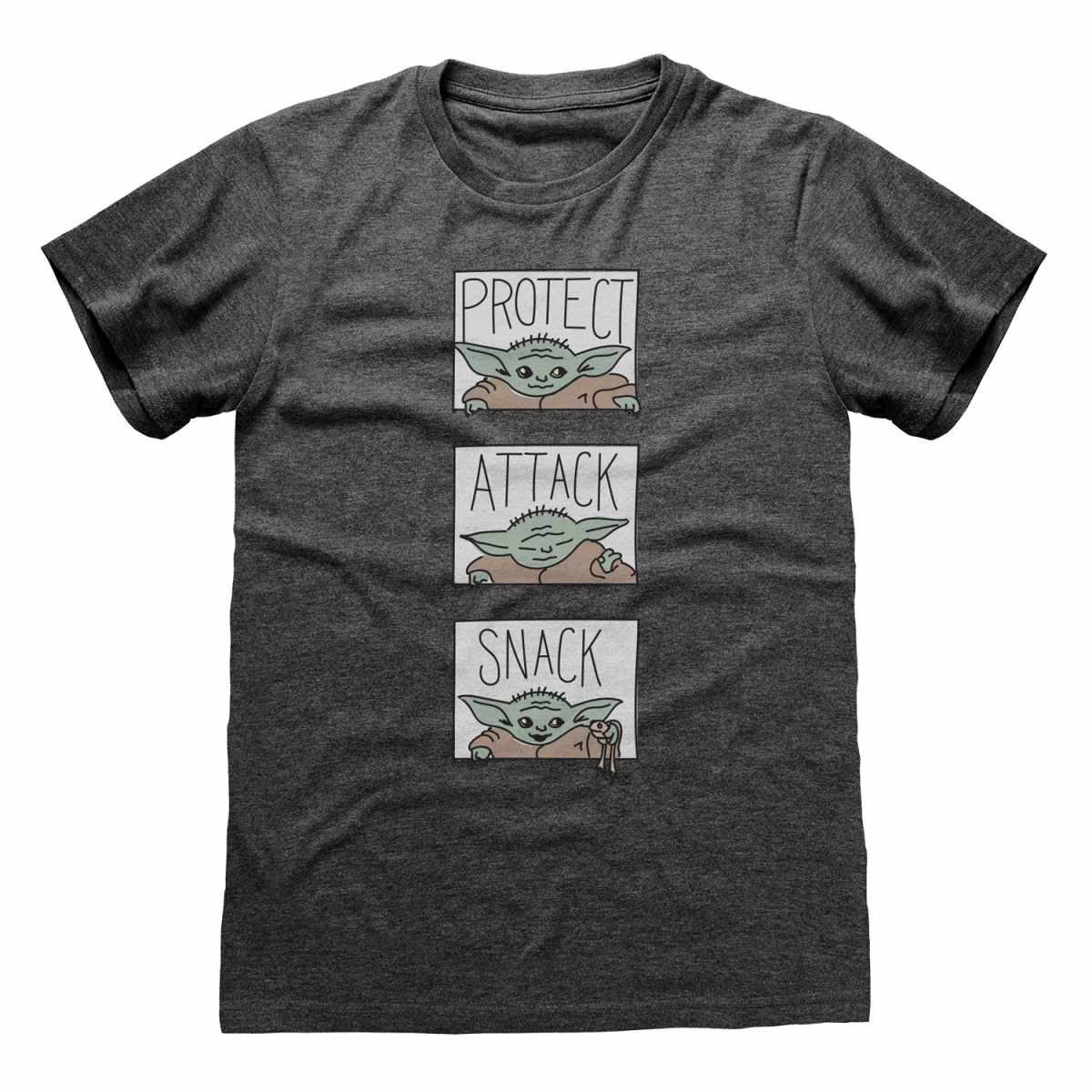Dark Heather Grey - Front - Star Wars Mandalorian Unisex Adult Triptych T-Shirt