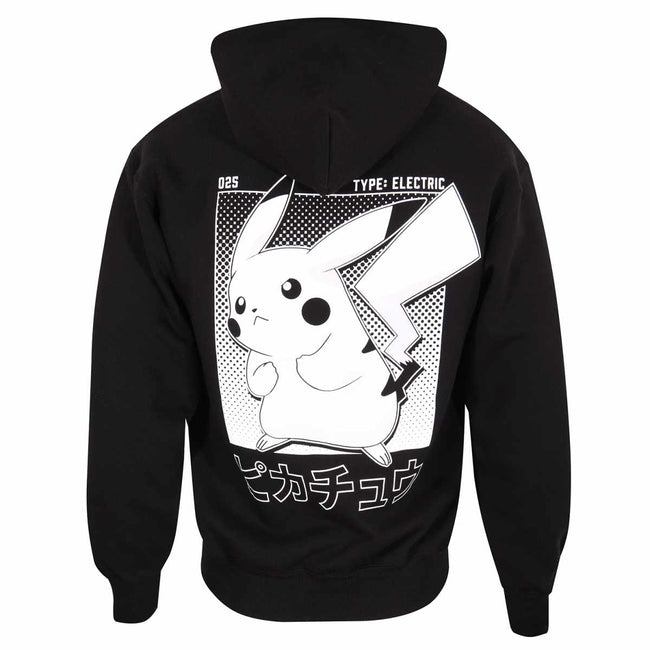 Black - Front - Pokemon Unisex Adult Pikachu Half Tone Hoodie