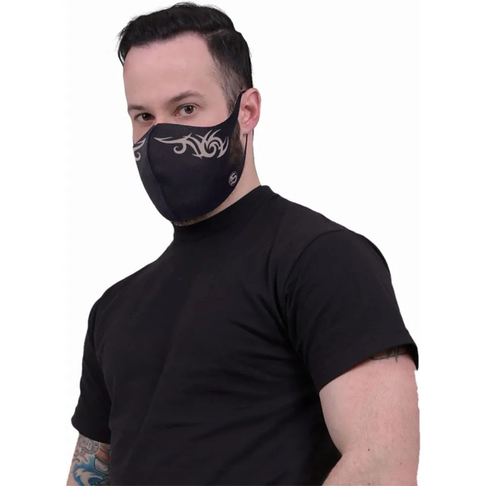 Black-Grey - Back - Spiral Direct Tribal Face Mask