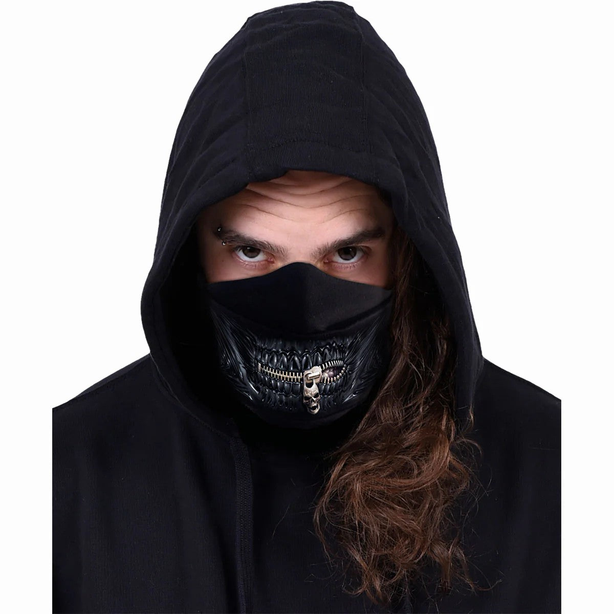Black - Side - Spiral Direct Zipped Mouth Face Mask