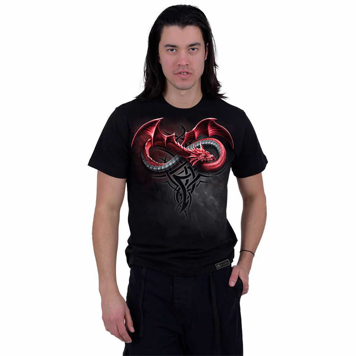 Black - Side - Spiral Direct Unisex Adult Infinity Dragons Short-Sleeved T-Shirt