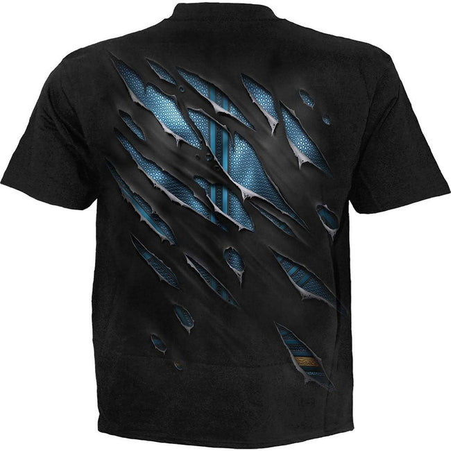 Black - Back - Superman Unisex Adult Ripped T-Shirt