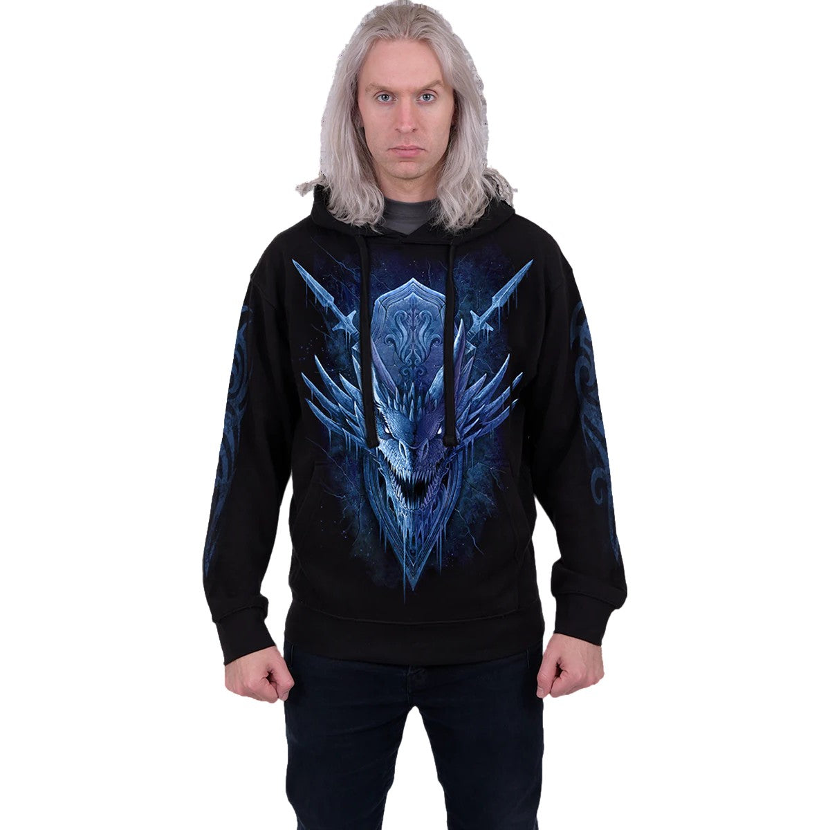 Black - Side - Spiral Direct Unisex Adult Ice Dragon Hoodie