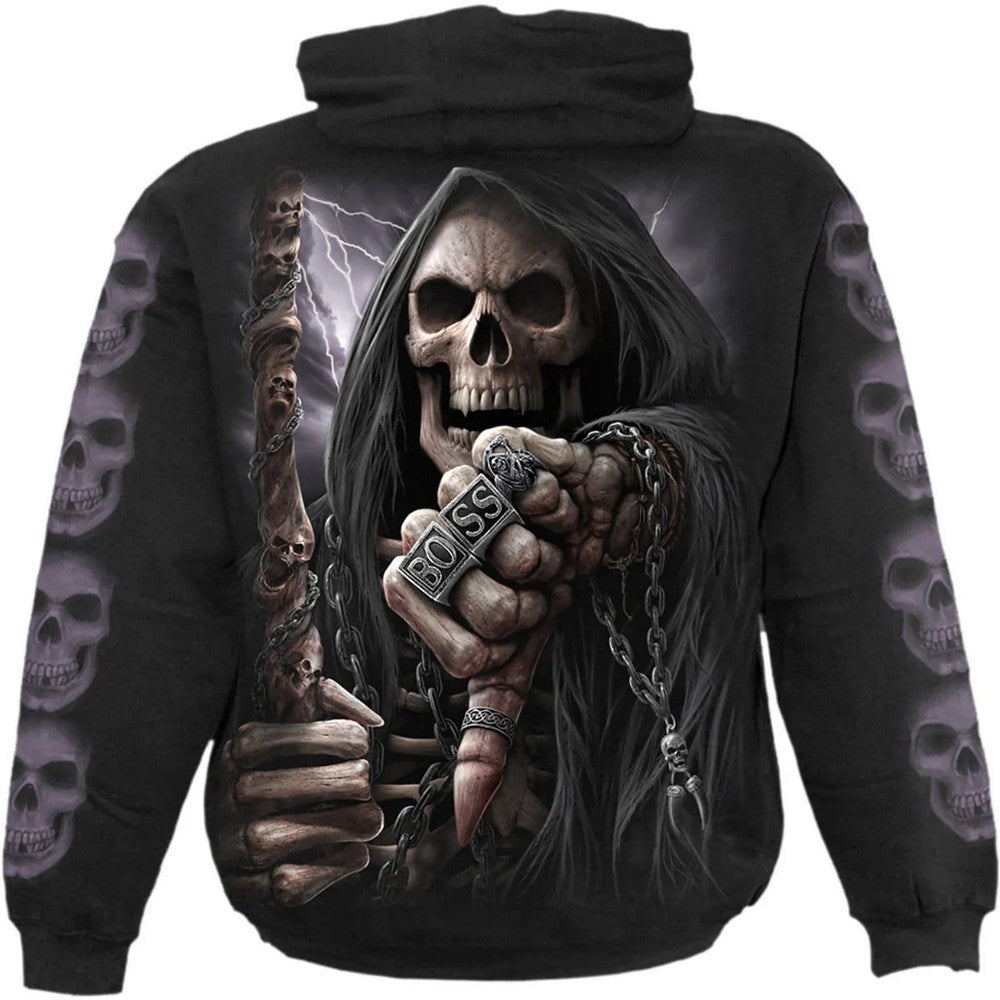 Black - Back - Spiral Direct Unisex Adult Boss Reaper Hoodie