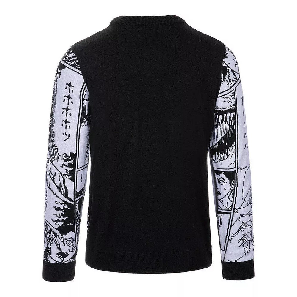 White-Black - Back - Junji-Ito Unisex Adult Smile Patterns Knitted Jumper