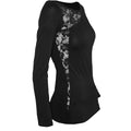 Black - Back - Spiral Direct Womens-Ladies Lace Shoulder Long-Sleeved Top