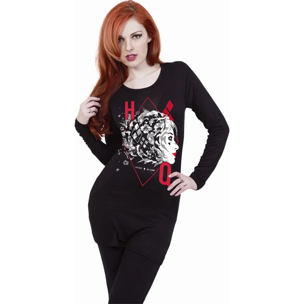 Black - Back - Spiral Direct Womens-Ladies HQ Harley Quinn Baggy Long-Sleeved T-Shirt
