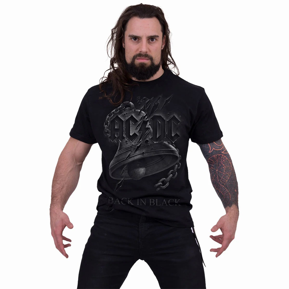 Black - Back - Spiral Direct Unisex Adult Back In Black AC-DC Torn Shirt