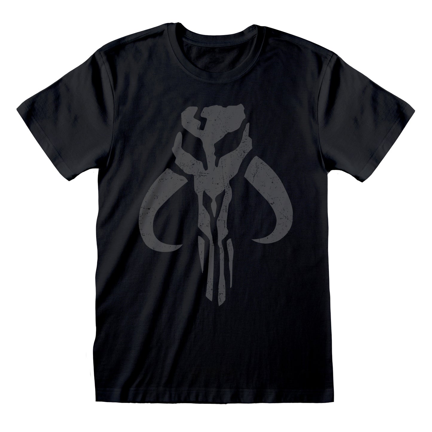 Black - Side - Star Wars: The Mandalorian Unisex Adult Distressed T-Shirt