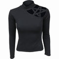 Black - Front - Spiral Direct Womens-Ladies Gothic Elegance Pentagram Cut Out Shoulder Top
