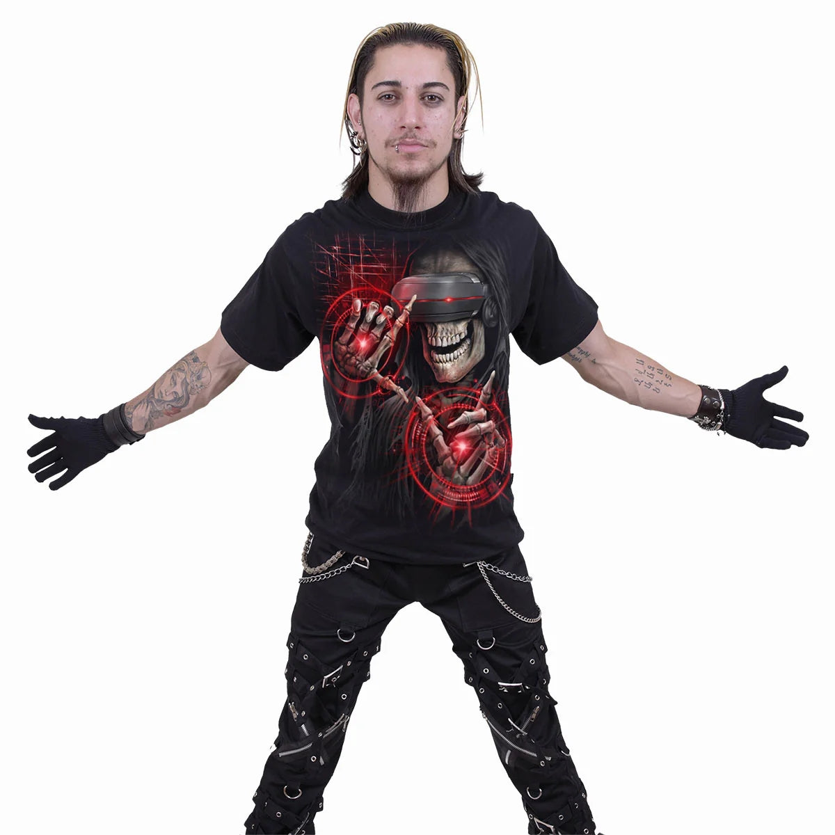 Black - Side - Spiral Direct Unisex Adult Cyber Death T-Shirt