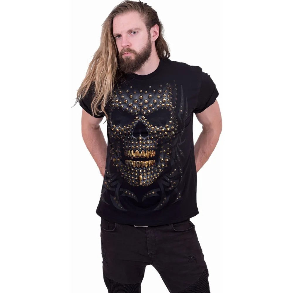 Black - Back - Spiral Direct Unisex Adult Black Gold T-Shirt