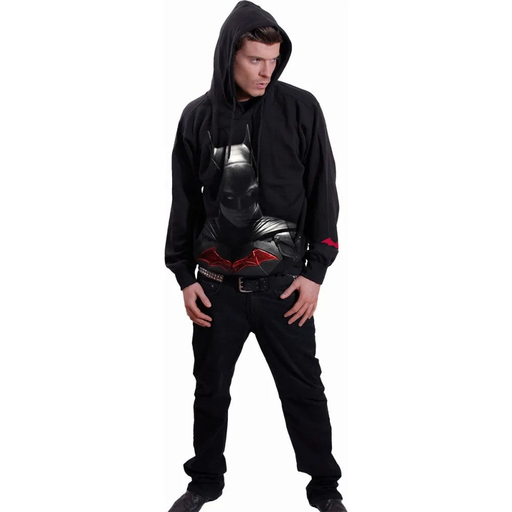 Black - Side - Spiral Direct Unisex Adult Shadows Batman Drawstring Hoodie