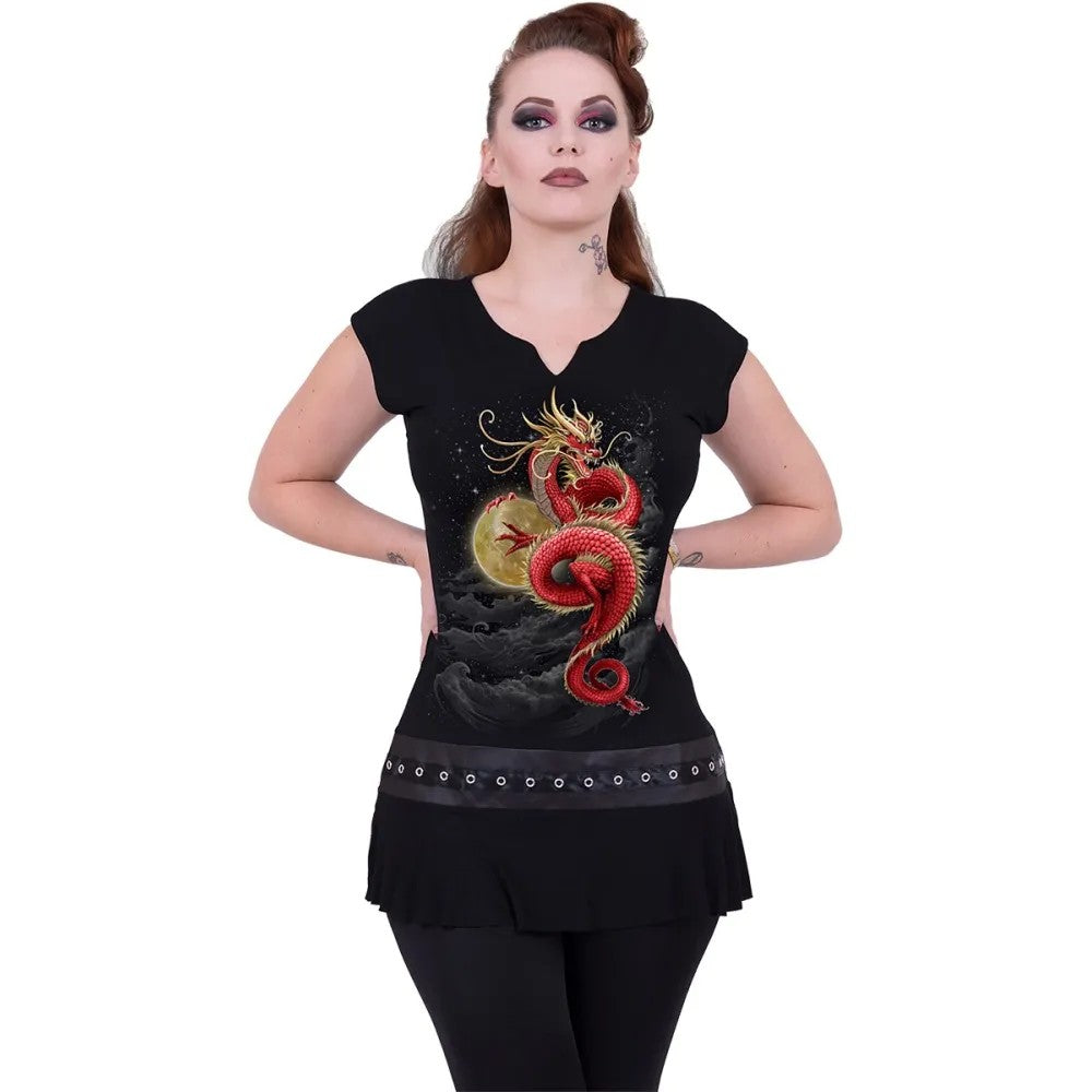Black - Back - Spiral Direct Womens-Ladies Shenlong Mini Dress