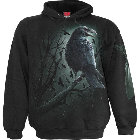 Black - Front - Spiral Direct Unisex Adult Shadow Raven Hoodie