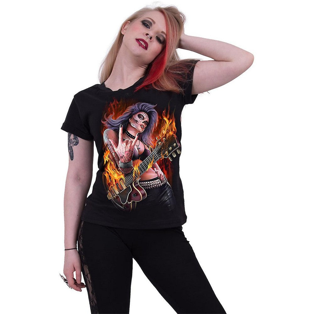 Black - Back - Spiral Direct Womens-Ladies Rocking The Dead Top