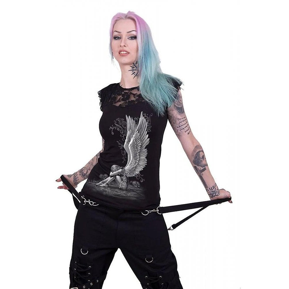 Black - Back - Spiral Direct Womens-Ladies Enslaved Angel Short-Sleeved T-Shirt
