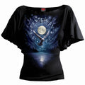 Black - Front - Spiral Direct Womens-Ladies Witchcraft Boat Neck Batwing Sleeve T-Shirt