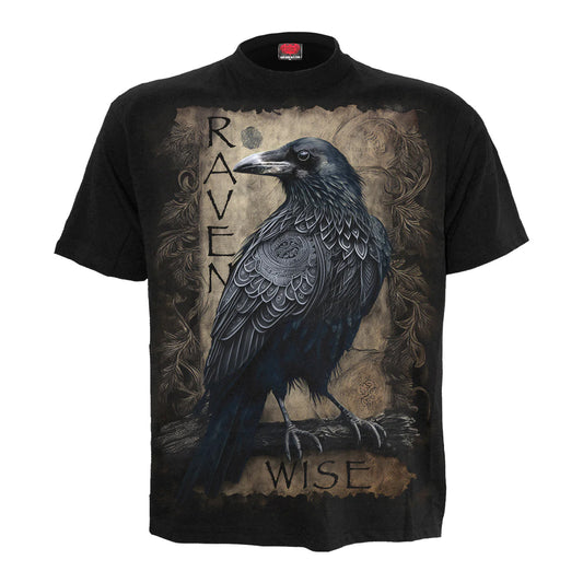 Black - Front - Spiral Direct Unisex Adult Raven Wise T-Shirt
